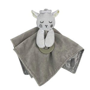 Forever Baby Grey White Lamb 13" Lovey Teether Baby Security Blanket Yellow Star